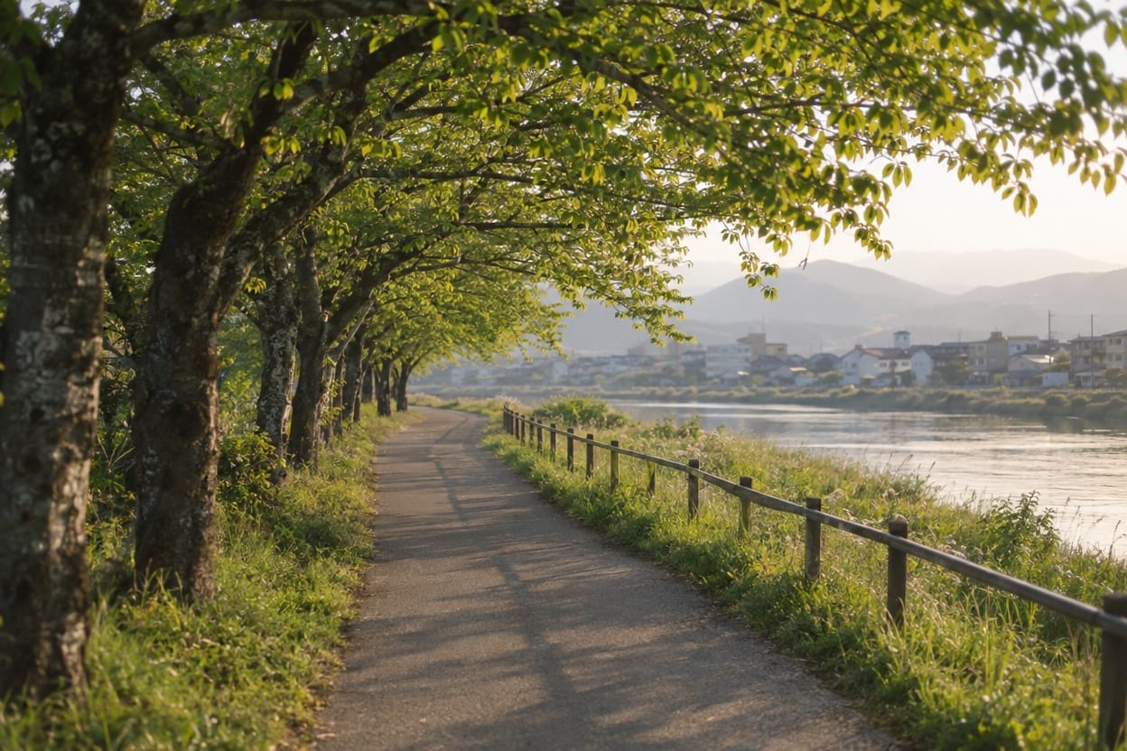 足羽川沿いの遊歩道のイメージ